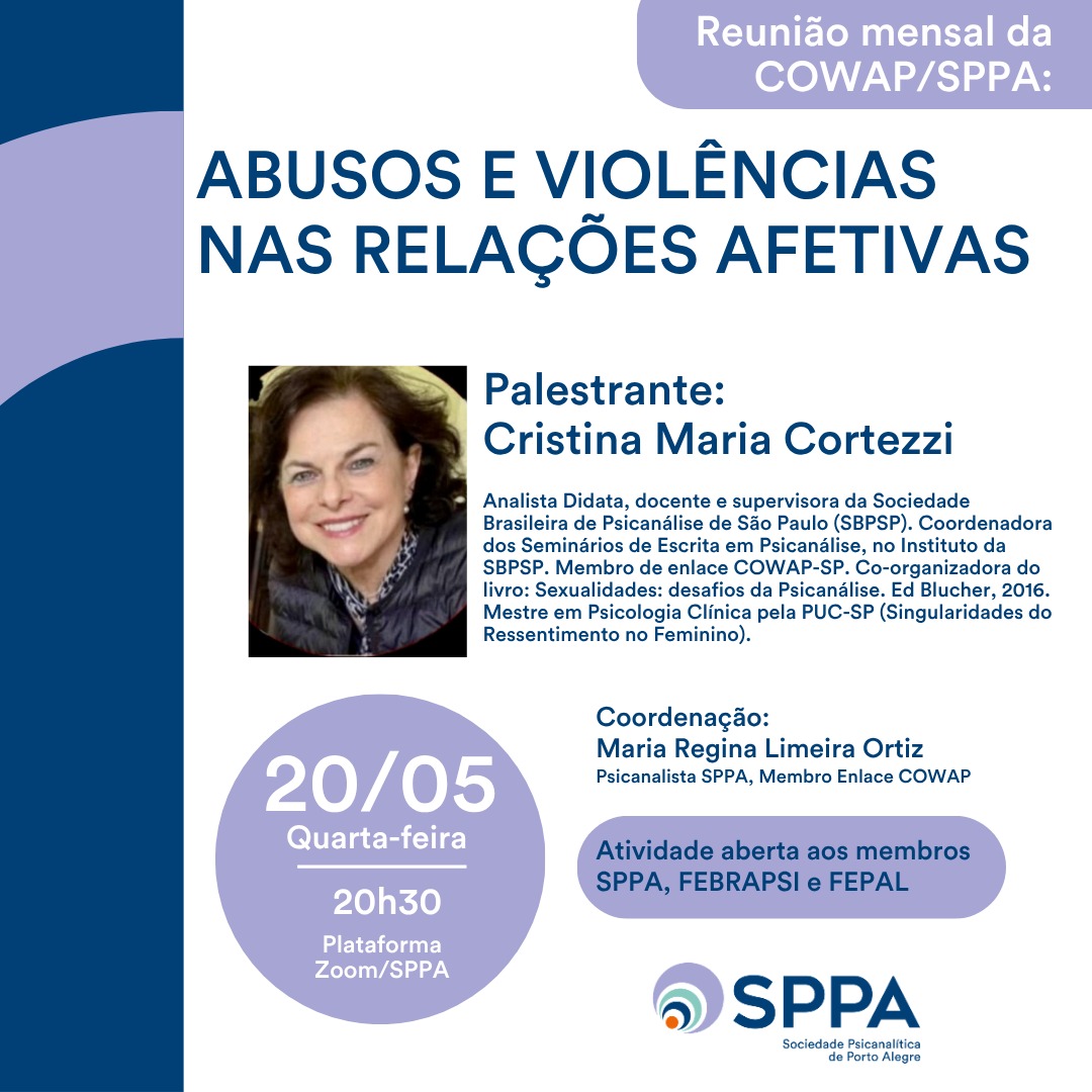 Reunião Mensal da COWAP/SPPA  “Abusos e Violências nas Relações Afetivas”