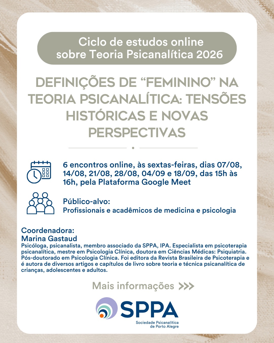 CICLO DE ESTUDOS ONLINE: “Definições de “Feminino” na Teoria Psicanalítica: Tensões Históricas e Novas Perspectivas”