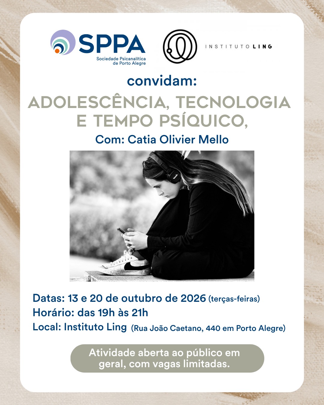 Adolescência, tecnologia e tempo psíquico, com Catia Olivier Mello, no Instituto Ling