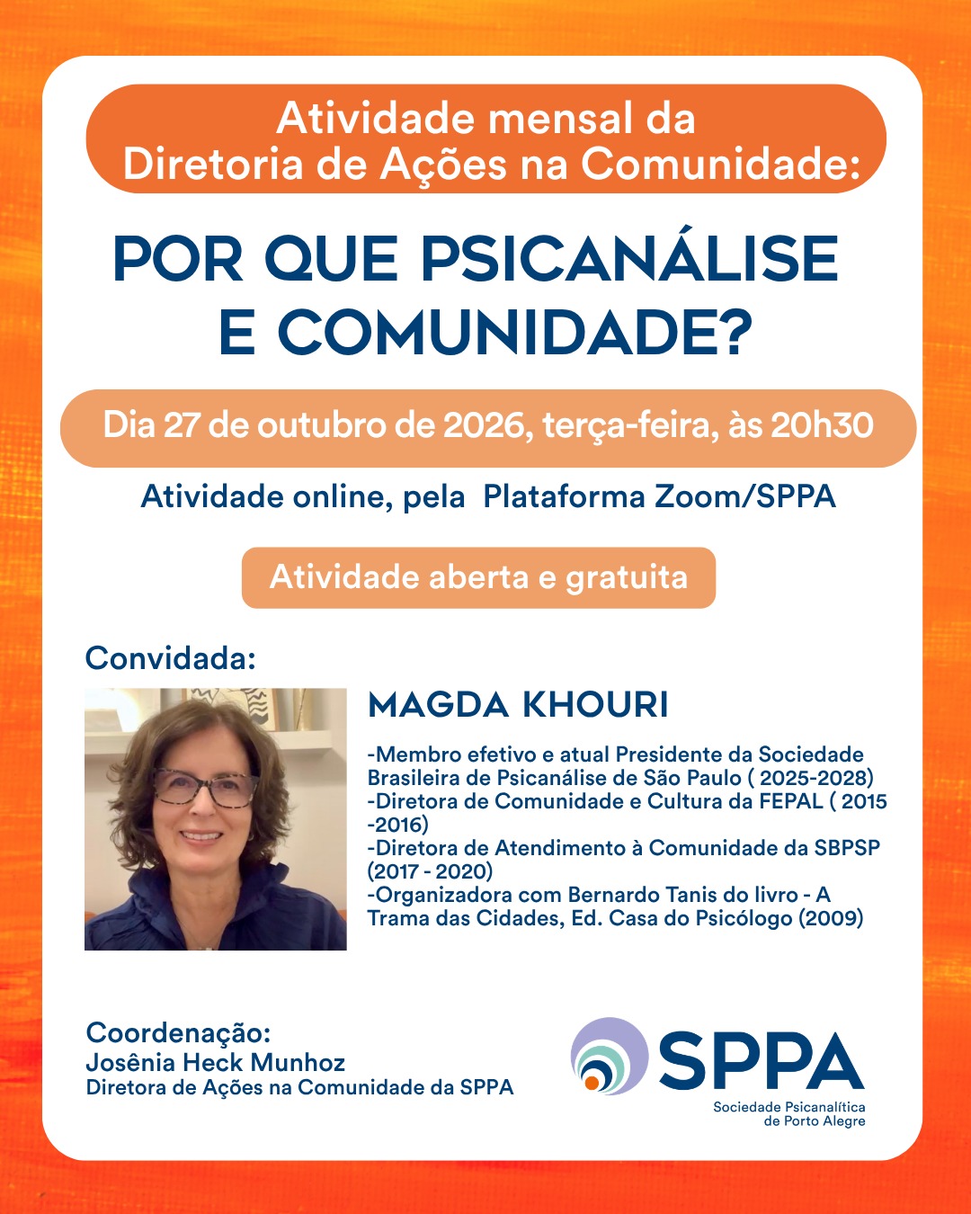 Atividade Mensal da Diretoria de Ações na Comunidade: “Por que Psicanálise e Comunidade?